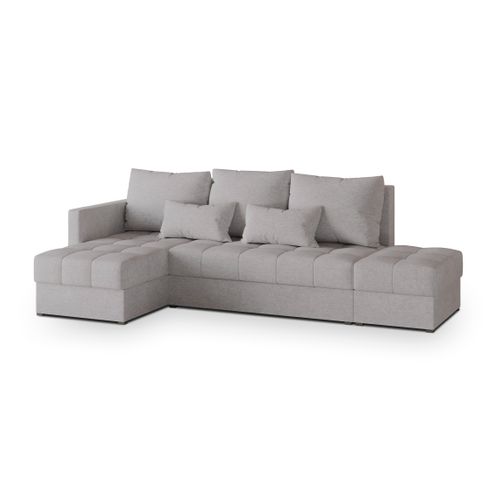 Canapé D'angle Lumari Gris Clair En Tissu Texturé Avec Fonction De Couchage