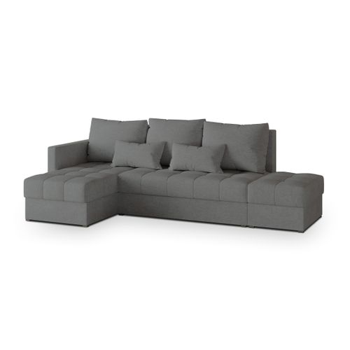 Canapé D'angle Lumari Gris En Tissu Texturé Avec Fonction De Couchage