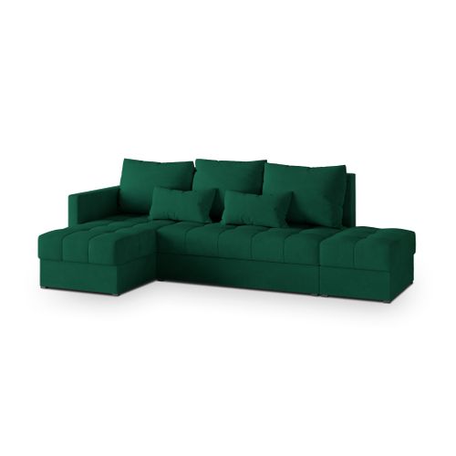 Canapé D'angle Lumari Vert Sapin En Peluche Avec Fonction De Couchage