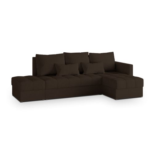 Canapé D'angle Lumari Marron En Tissu Texturé Avec Fonction De Couchage