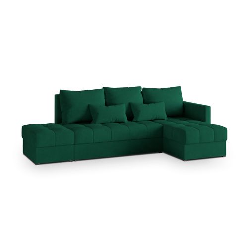 Canapé D'angle Lumari Vert Sapin En Peluche Avec Fonction De Couchage