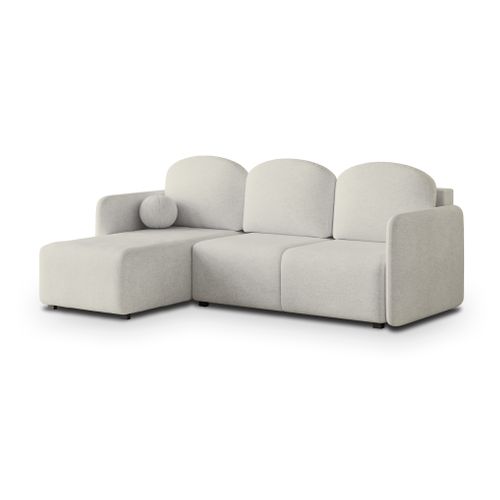 Canapé D'angle Suvino Crème En Tissu Texturé Avec Fonction De Couchage