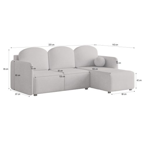 Canapé D'angle Suvino Crème En Tissu Texturé Avec Fonction De Couchage