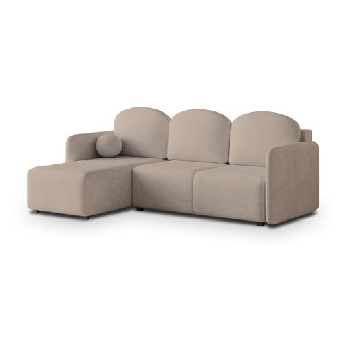 Canapé D'angle Suvino Beige En Tissu Texturé Avec Fonction De Couchage