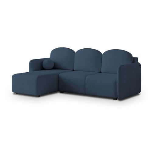 Canapé D'angle Suvino Bleu En Tissu Texturé Avec Fonction De Couchage