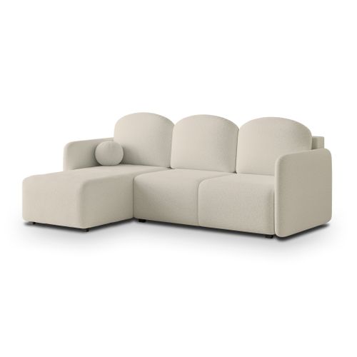 Canapé D'angle Suvino Crème En Bouclé Avec Fonction De Couchage
