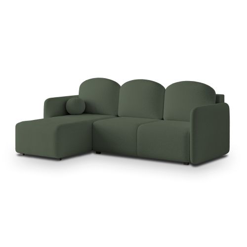 Canapé D'angle Suvino Vert En Bouclé Avec Fonction De Couchage