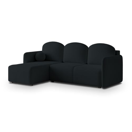 Canapé D'angle Suvino Noir En Bouclé Avec Fonction De Couchage