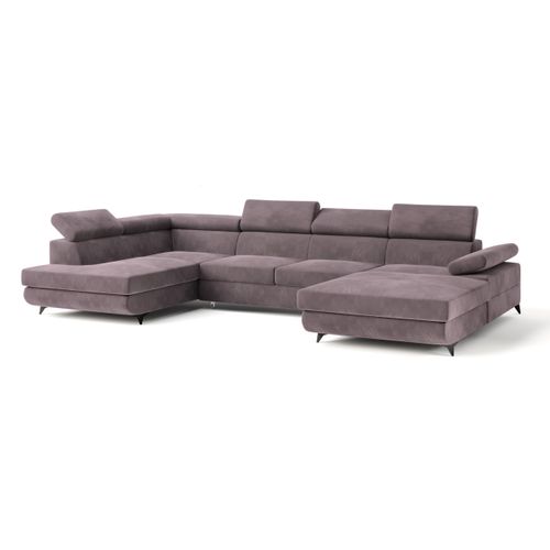 Canapé D'angle Rubano Violet En Velours Avec Fonction De Couchage