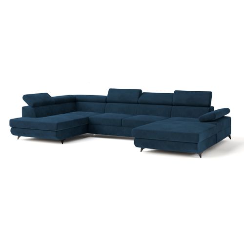 Canapé D'angle Rubano Bleu En Velours Avec Fonction De Couchage