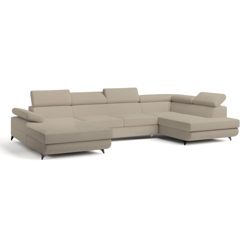 Canapé D'angle Rubano Beige En Bouclé Avec Fonction De Couchage