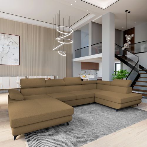 Canapé D'angle Rubano Orange En Bouclé Avec Fonction De Couchage