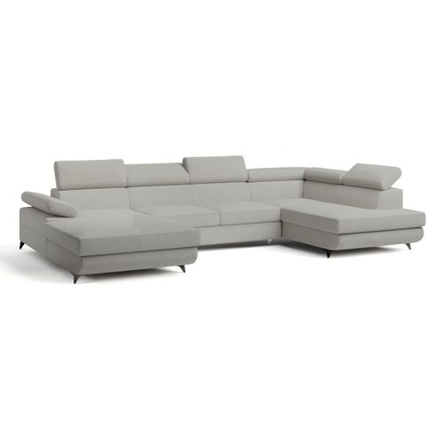 Canapé D'angle Rubano Gris Clair En Bouclé Avec Fonction De Couchage