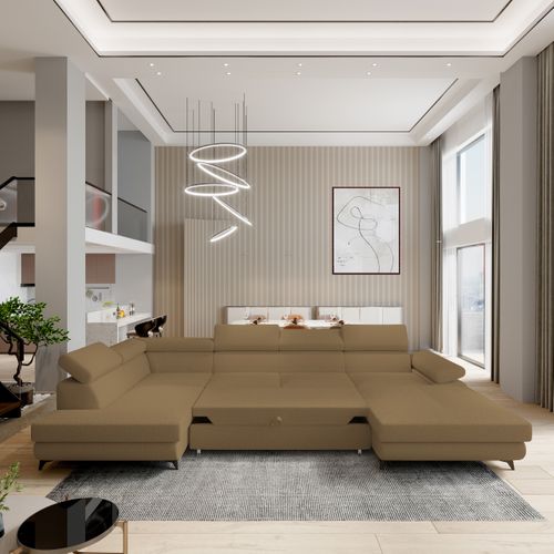 Canapé D'angle Rubano Orange En Bouclé Avec Fonction De Couchage