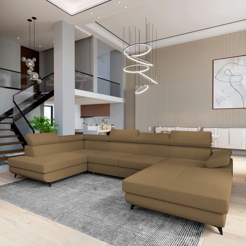 Canapé D'angle Rubano Orange En Bouclé Avec Fonction De Couchage