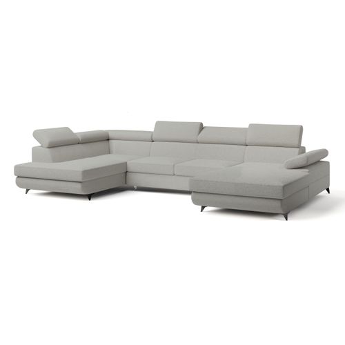 Canapé D'angle Rubano Gris Clair En Bouclé Avec Fonction De Couchage