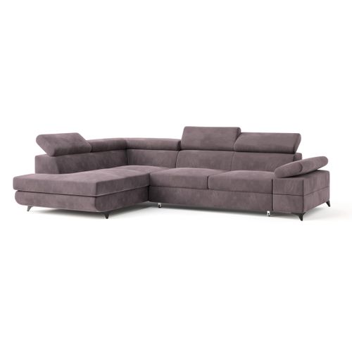 Canapé D'angle Favien Violet En Velours Avec Fonction De Couchage