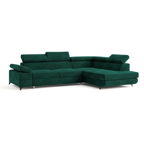 Canapé D'angle Favien Vert Sapin En Velours Avec Fonction De Couchage