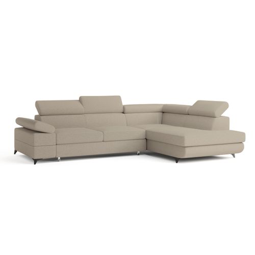 Canapé D'angle Favien Beige En Bouclé Avec Fonction De Couchage