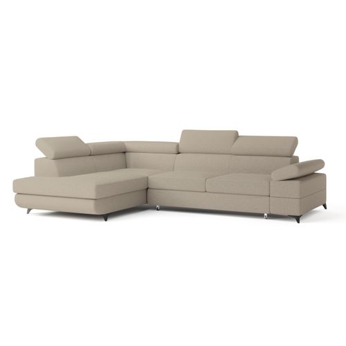 Canapé D'angle Favien Beige En Bouclé Avec Fonction De Couchage