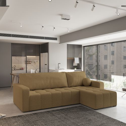 Canapé D'angle Volira Orange En Bouclé Avec Fonction De Couchage