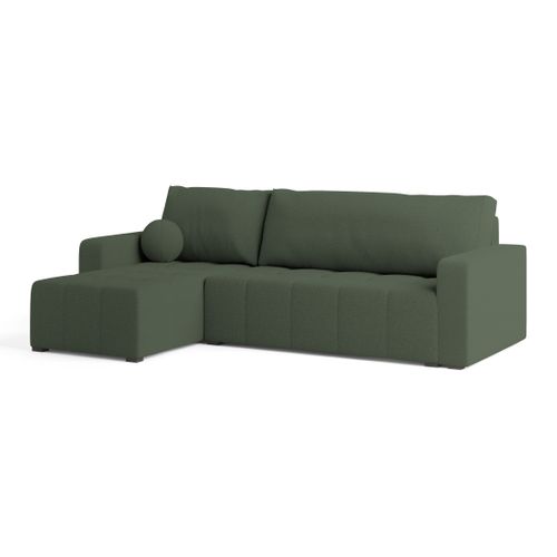 Canapé D'angle Volira Vert En Bouclé Avec Fonction De Couchage