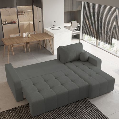 Canapé D'angle Volira Gris En Bouclé Avec Fonction De Couchage