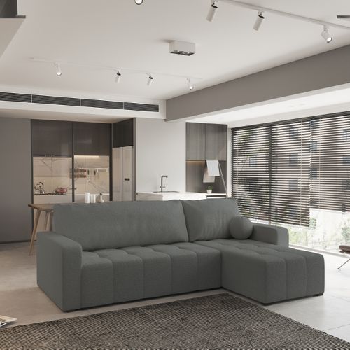 Canapé D'angle Volira Gris En Bouclé Avec Fonction De Couchage