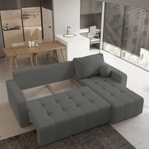 Canapé D'angle Volira Gris En Bouclé Avec Fonction De Couchage