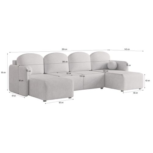 Canapé D'angle Nubero Gris Clair En Tissu Texturé Avec Fonction De Couchage