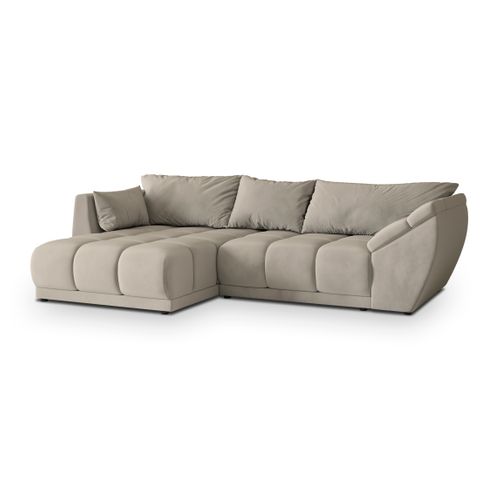 Canapé D'angle Orenti Beige En Velours Avec Fonction De Couchage