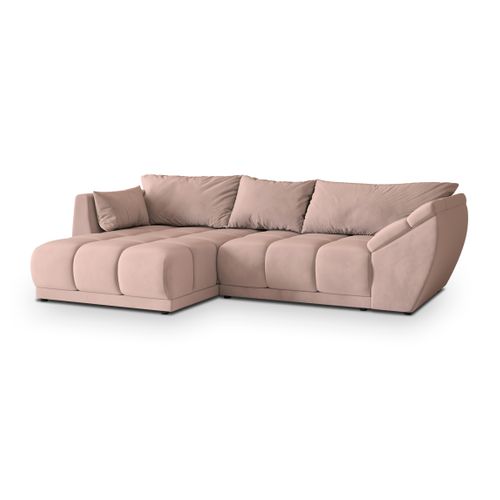Canapé D'angle Orenti Rose En Velours Avec Fonction De Couchage