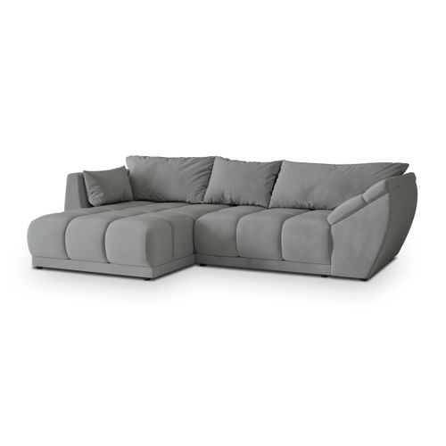 Canapé D'angle Orenti Gris En Velours Avec Fonction De Couchage