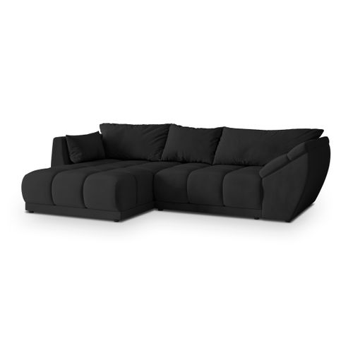 Canapé D'angle Orenti Noir En Velours Avec Fonction De Couchage