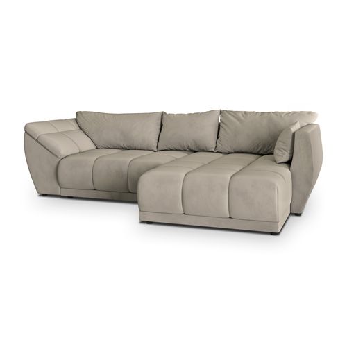 Canapé D'angle Orenti Beige En Velours Avec Fonction De Couchage