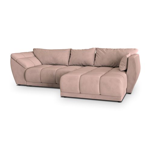 Canapé D'angle Orenti Rose En Velours Avec Fonction De Couchage