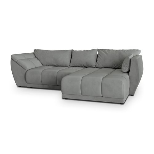 Canapé D'angle Orenti Gris En Velours Avec Fonction De Couchage