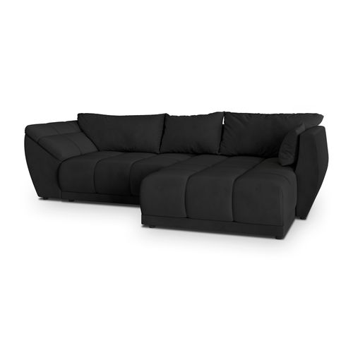 Canapé D'angle Orenti Noir En Velours Avec Fonction De Couchage