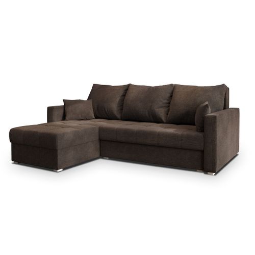 Canapé D'angle Nida Marron En Tissu Texturé Avec Fonction De Couchage