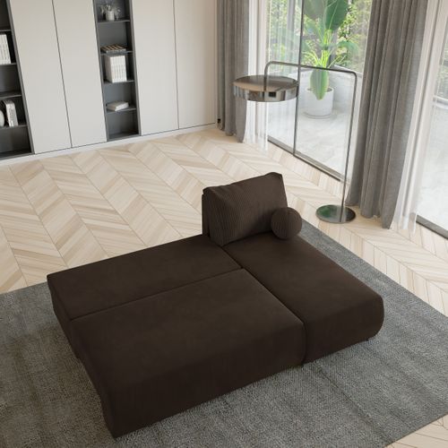 Canapé D'angle Parvelo Marron En Peluche Avec Fonction De Couchage