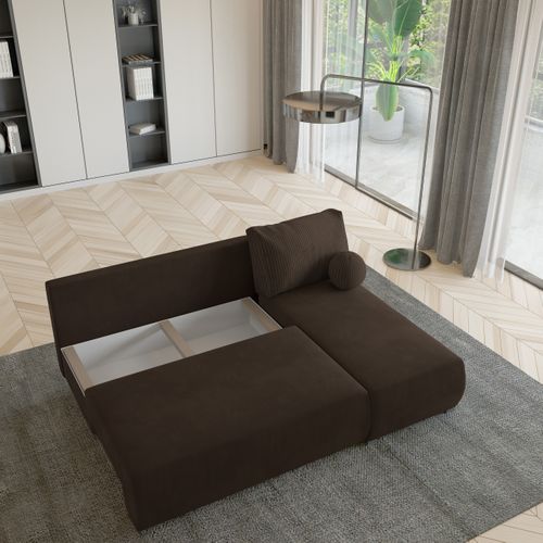 Canapé D'angle Parvelo Marron En Peluche Avec Fonction De Couchage