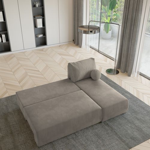 Canapé D'angle Parvelo Beige En Peluche Avec Fonction De Couchage