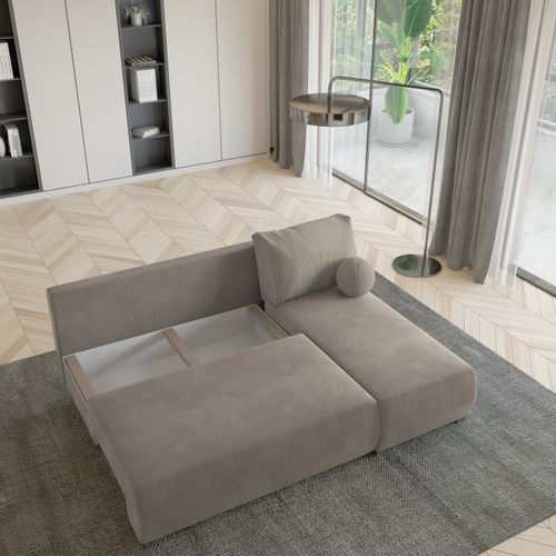 Canapé D'angle Parvelo Beige En Peluche Avec Fonction De Couchage