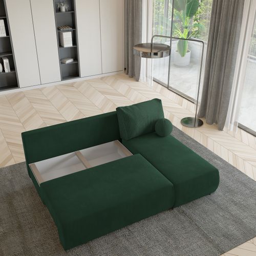 Canapé D'angle Parvelo Vert Sapin En Peluche Avec Fonction De Couchage