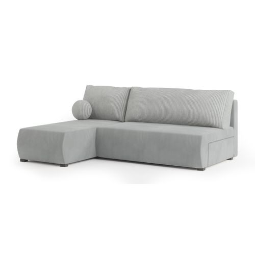 Canapé D'angle Parvelo Gris Clair En Peluche Avec Fonction De Couchage