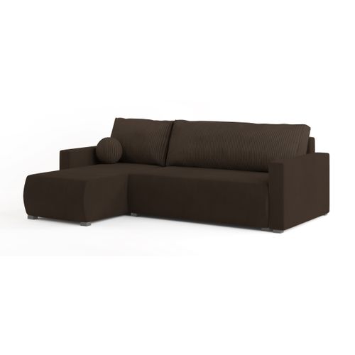 Canapé D'angle Sorge Marron En Peluche Avec Fonction De Couchage