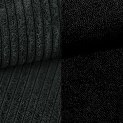 Canapé D'angle Sorge Noir En Peluche Avec Fonction De Couchage