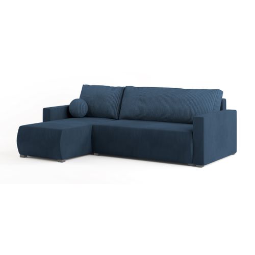 Canapé D'angle Sorge Bleu En Peluche Avec Fonction De Couchage