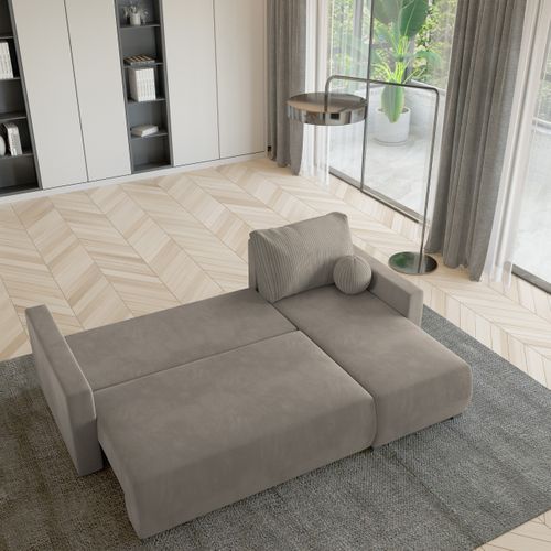 Canapé D'angle Sorge Beige En Peluche Avec Fonction De Couchage