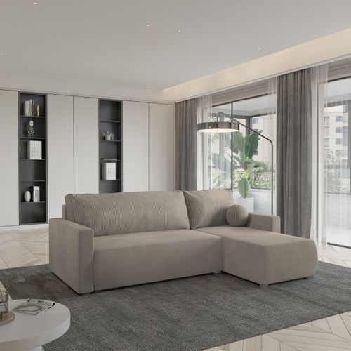 Canapé D'angle Sorge Beige En Peluche Avec Fonction De Couchage